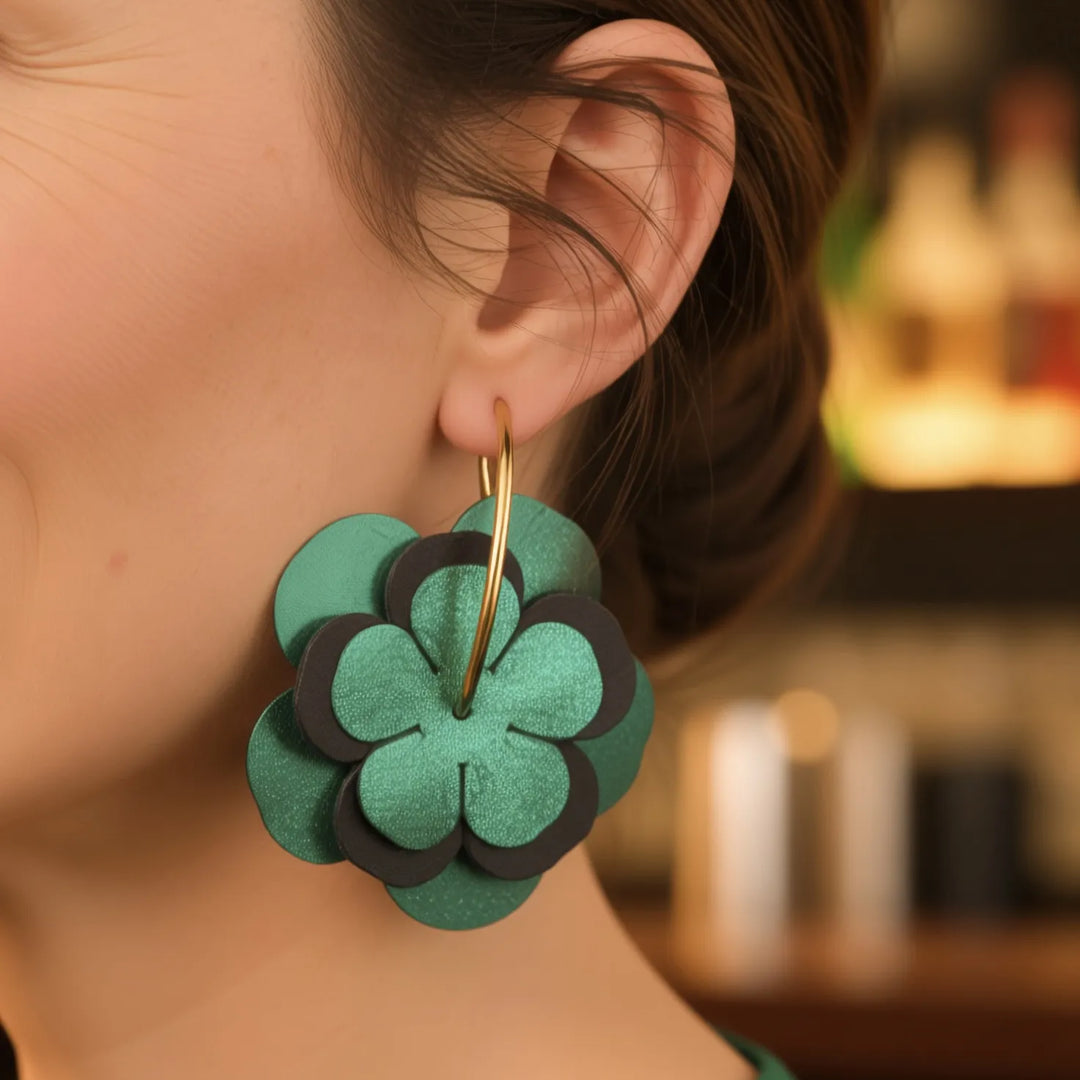 Iris - Boucles d'oreille en cuir interchangeables