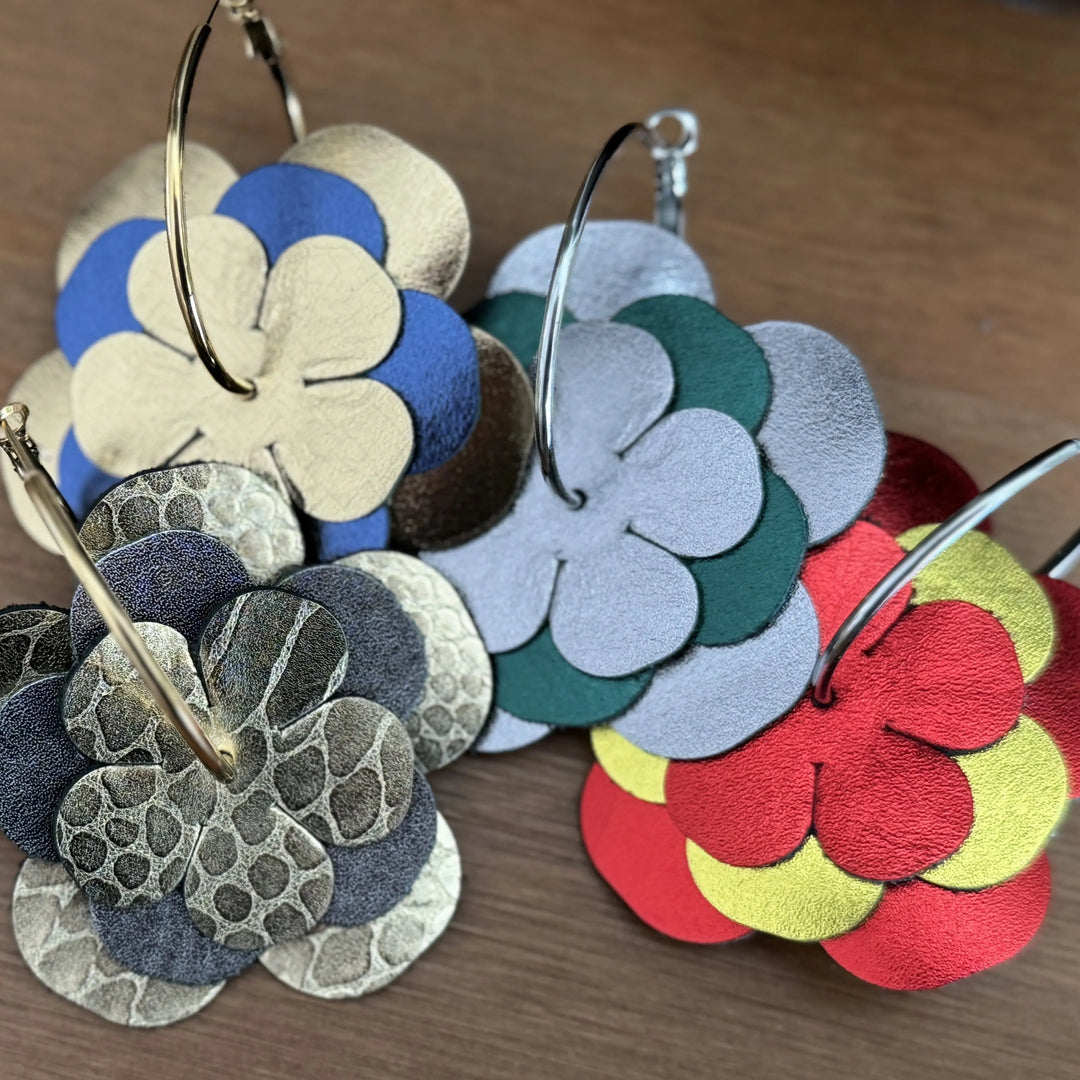 Iris - Boucles d'oreille en cuir interchangeables