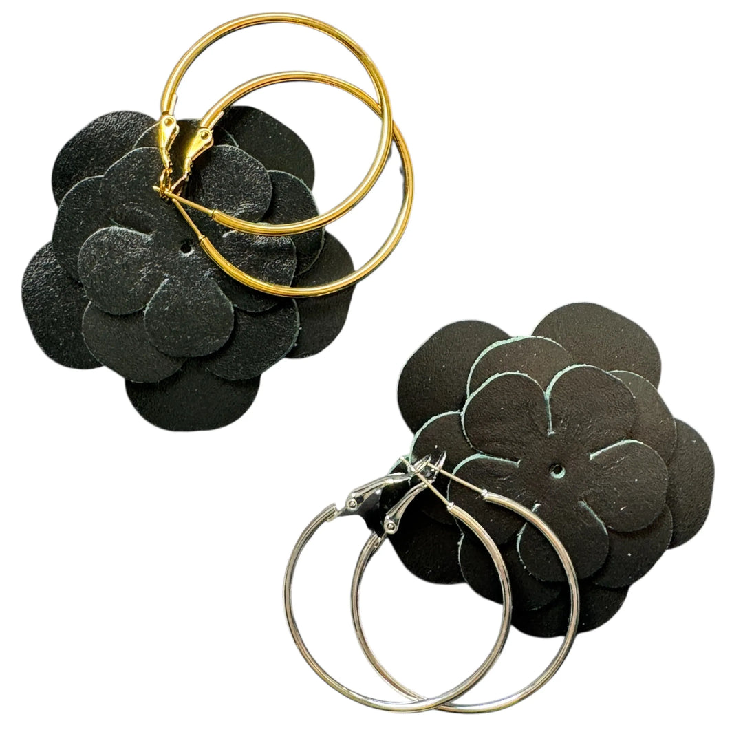 Iris - Boucles d'oreille en cuir interchangeables